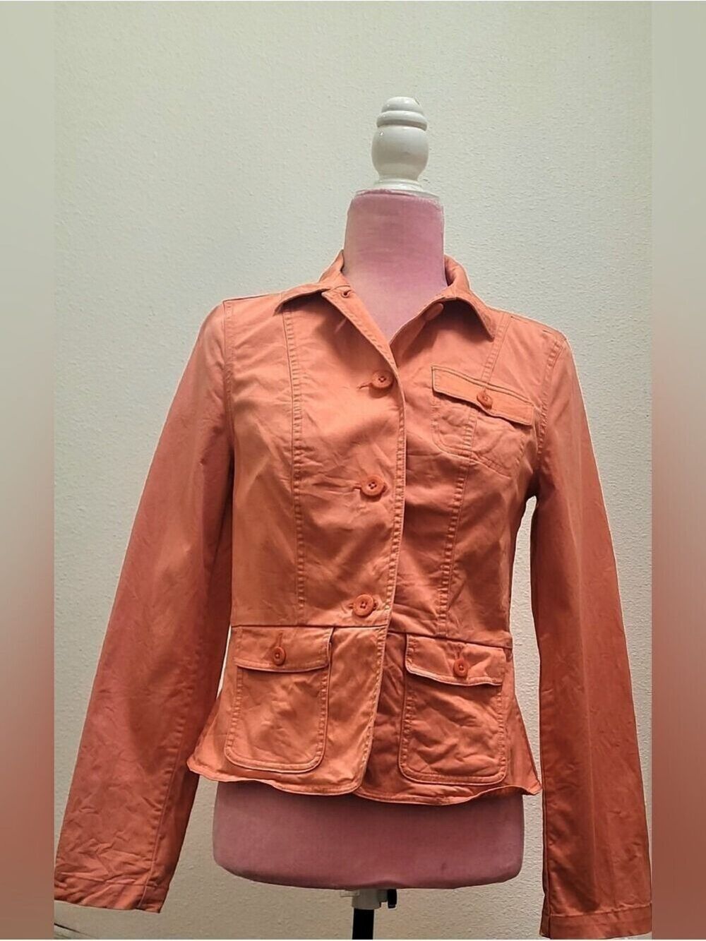 L.L. Bean Coral Utility Button-Front Jacket